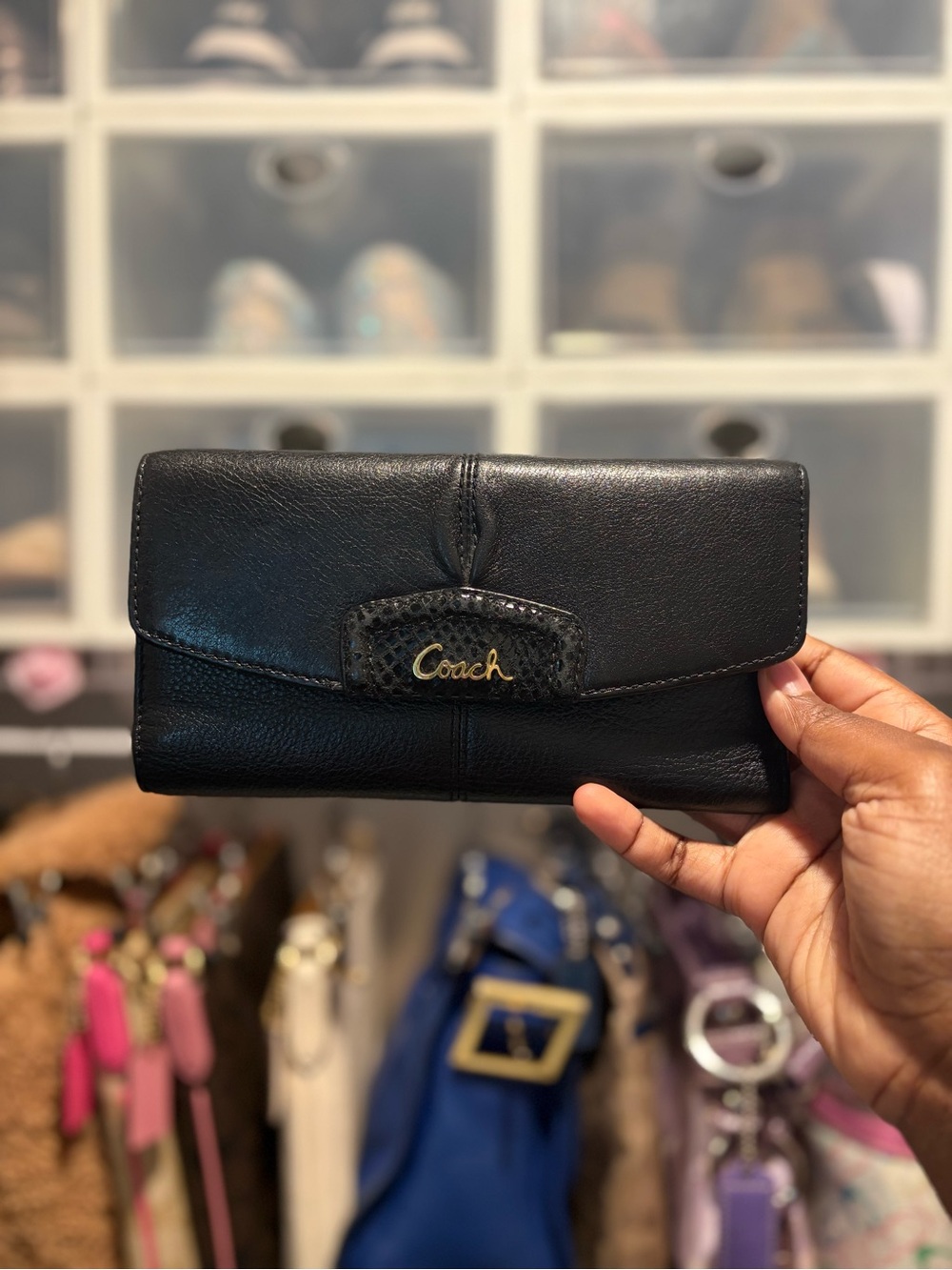 Vintage Coach Black Leather Continental Wallet